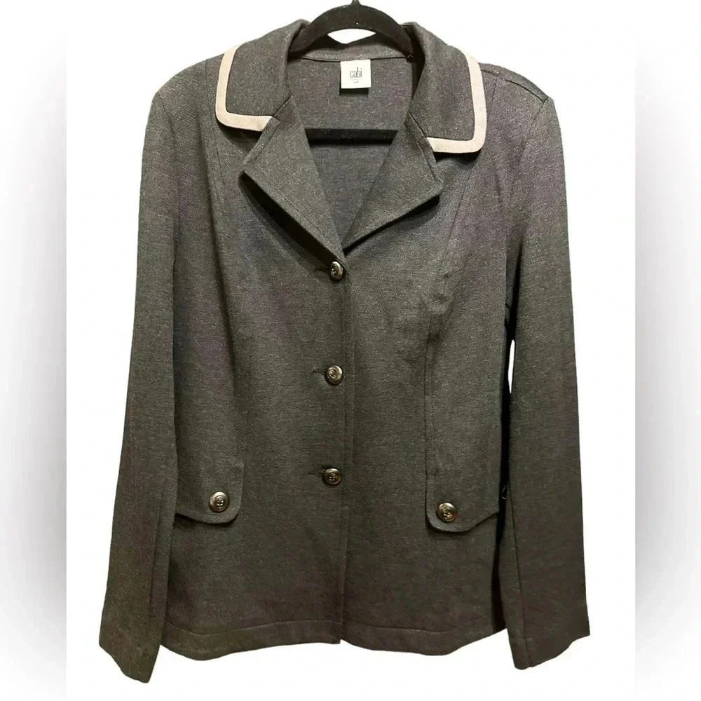 Cabi Ponte Crew Blazer Jacket Dark Gray Size M